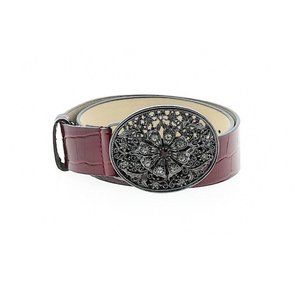 white house black market Red Alligator Embossed Leather Rhinestone belt SZ XS